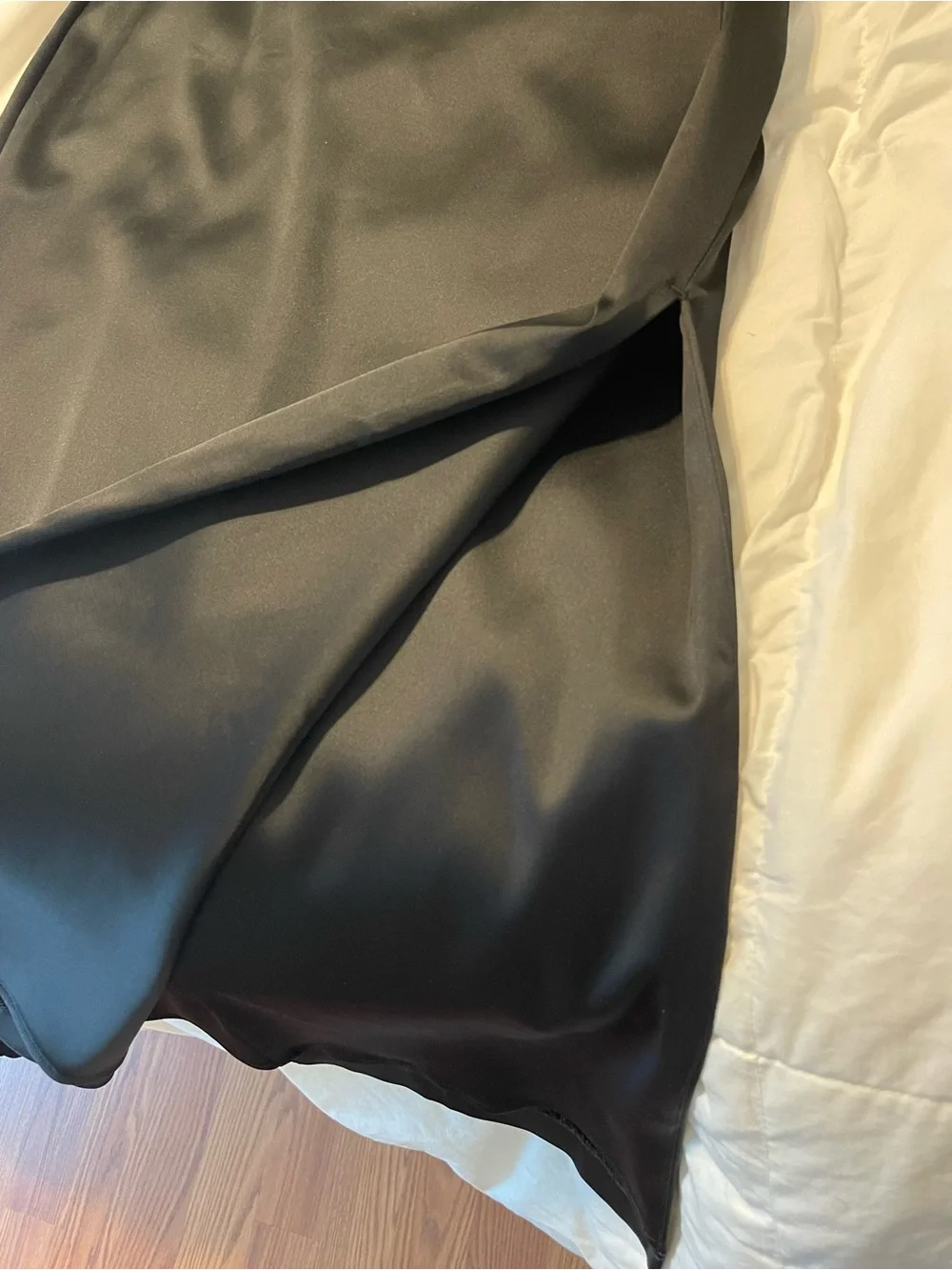 Abercrombie & Fitch Black Satin Maxi Slip Dress with Spaghetti Straps